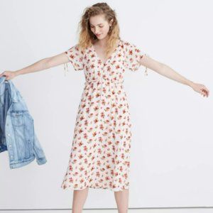 Madewell Tie-Sleeve Ruffle-Waist Midi Dress in Countryside Blooms sz 6